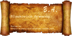 Blaskovics Armanda névjegykártya